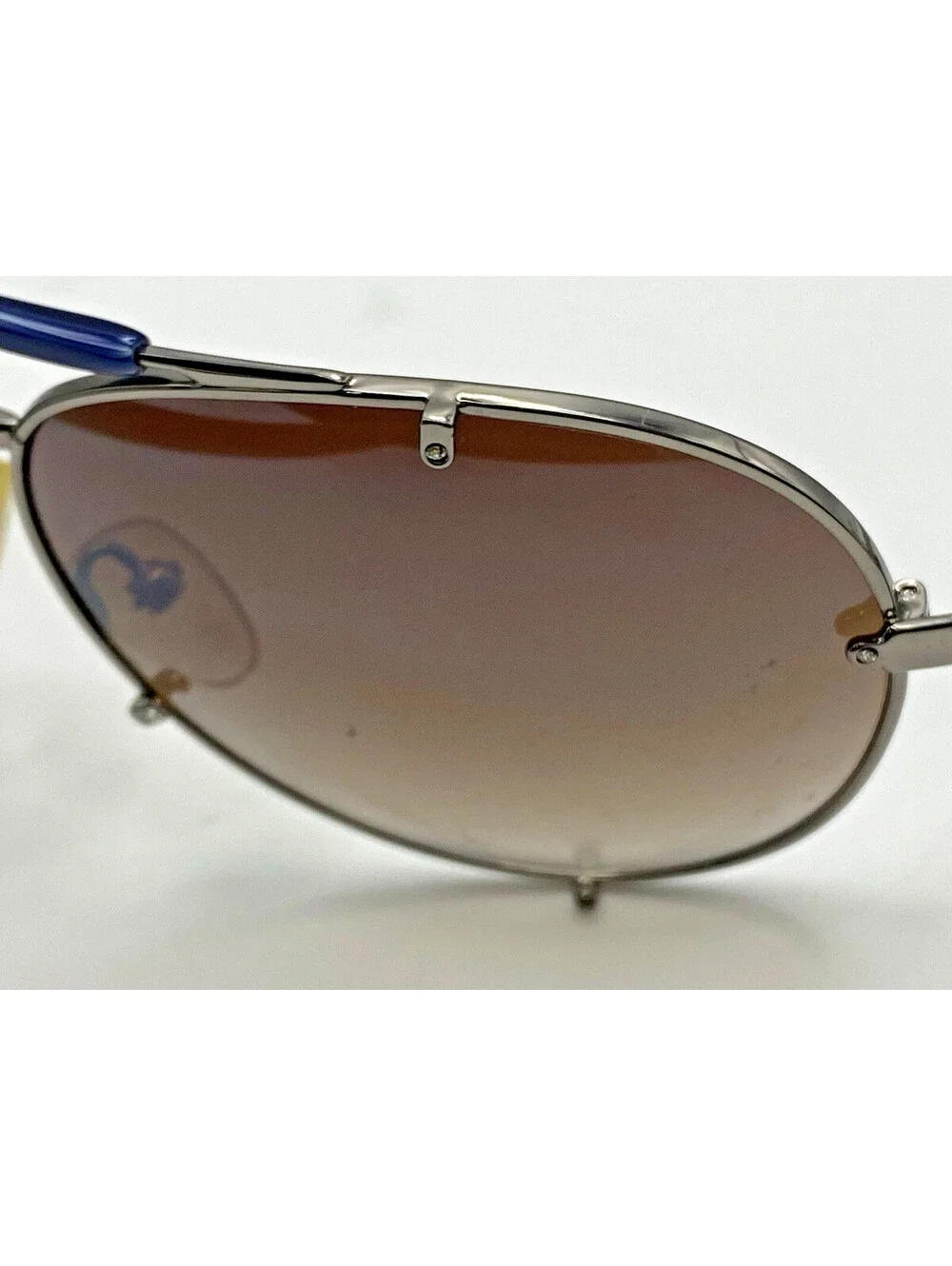Kathy Van Zeeland Aviator Sunglasses Brown Gradient Blue Accent Women